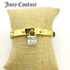 RARE VTG Juicy Couture Yellow Goldtone Square Crystal Bangle Bracelet